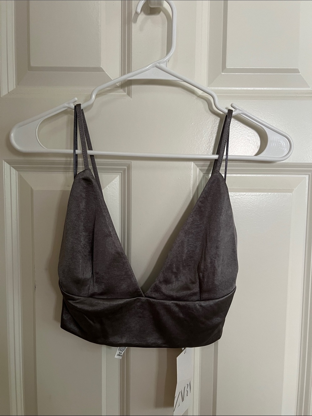 Zara Charcoal Gray Satin Bralette